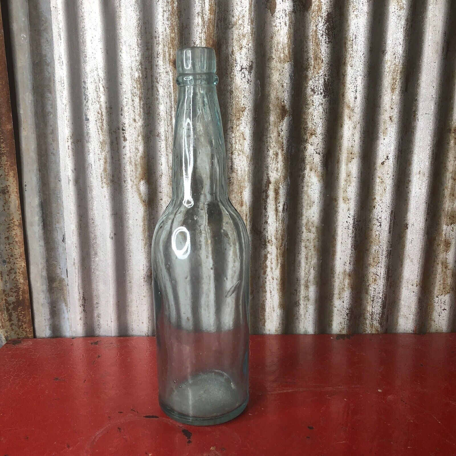 Rare Vintage A.B.G.M. Co. Aqua Blue Glass Empty Beer Bottle, Early 1900s