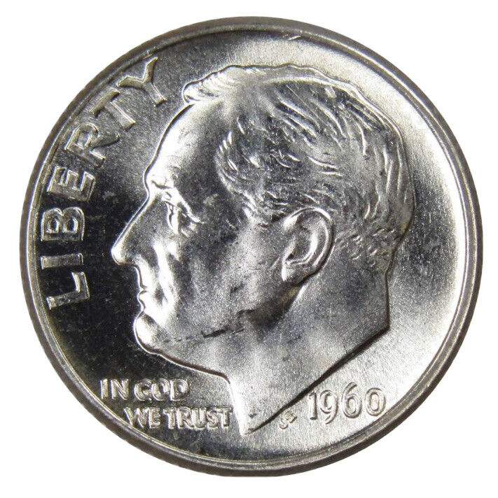 1960-P Roosevelt Dime Gem BU 90% Silver  US Coin |   3165