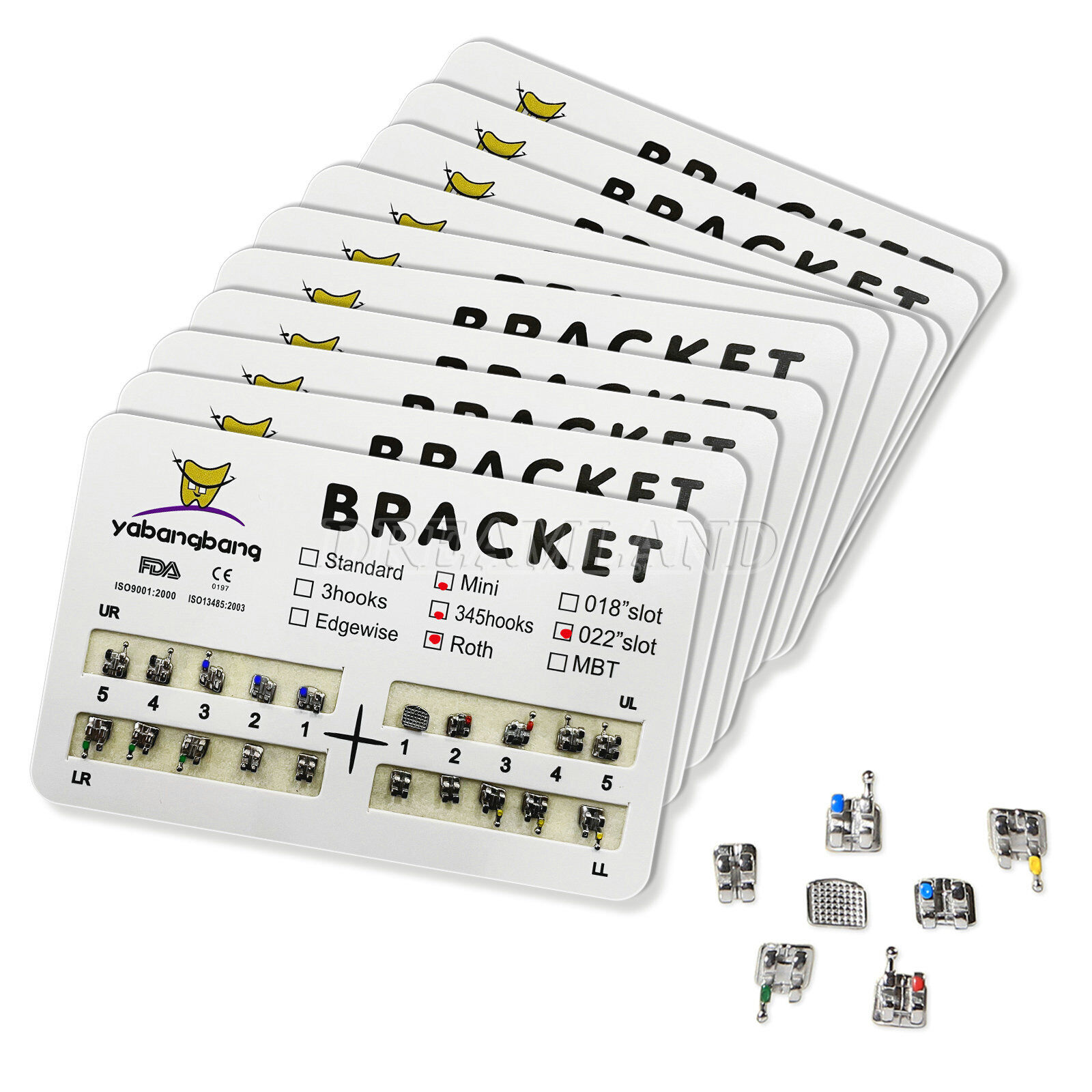 Dental Orthodontic Braces Brackets Metal Mini MBT Roth.022 Hook345/Arch Wires