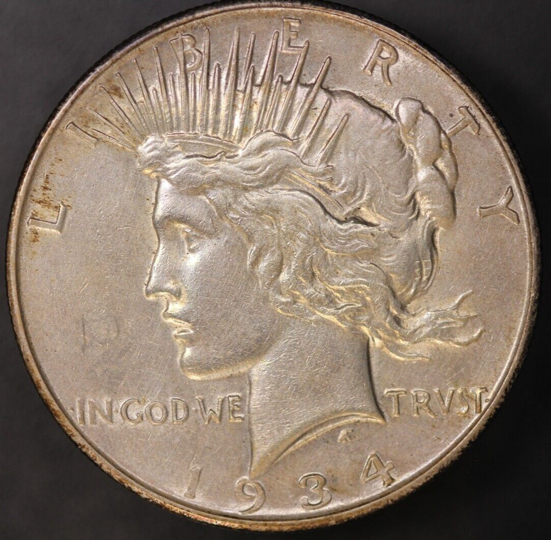 1934 D PEACE DOLLAR-SUPER FRESH FROM A LOCAL COLLECTION (TONED)-LOT 7794