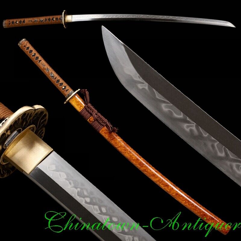 Japanese Samurai Katana Sword L6 Steel Clay Tempered Hitatsura Hamon Sharp #1054