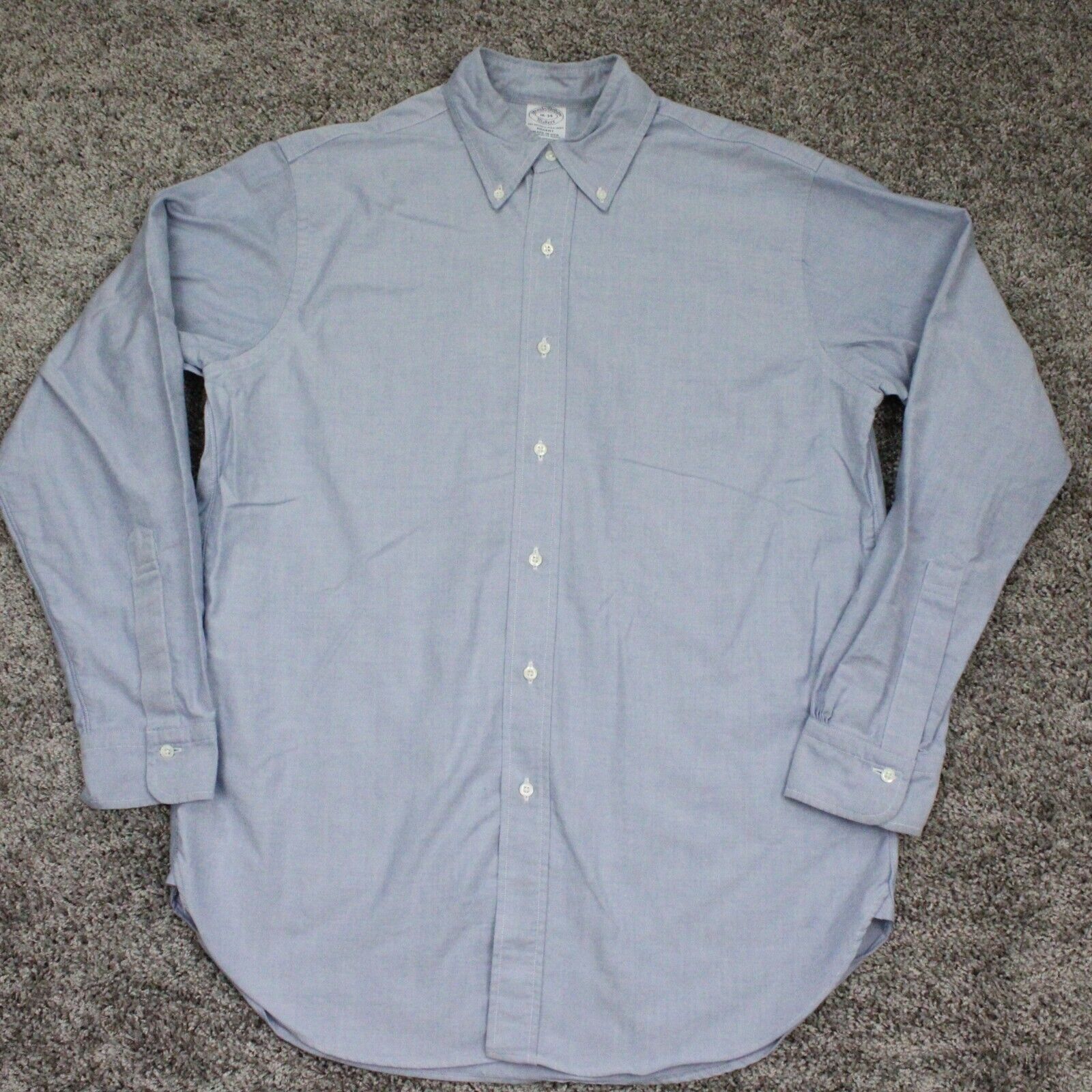 Brooks Brothers Shirt Mens 16-34 Blue Vintage Makers Regent Supima Cotton USA