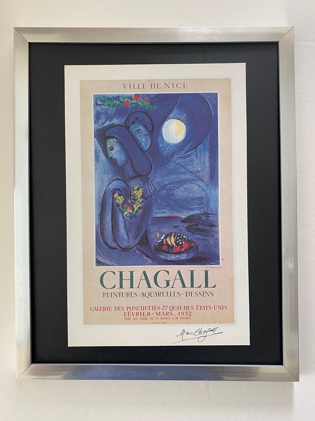 MARC CHAGALL | ORIGINAL VINTAGE 1975 | SIGNED PRINT | MOUNTED AND FRAMED