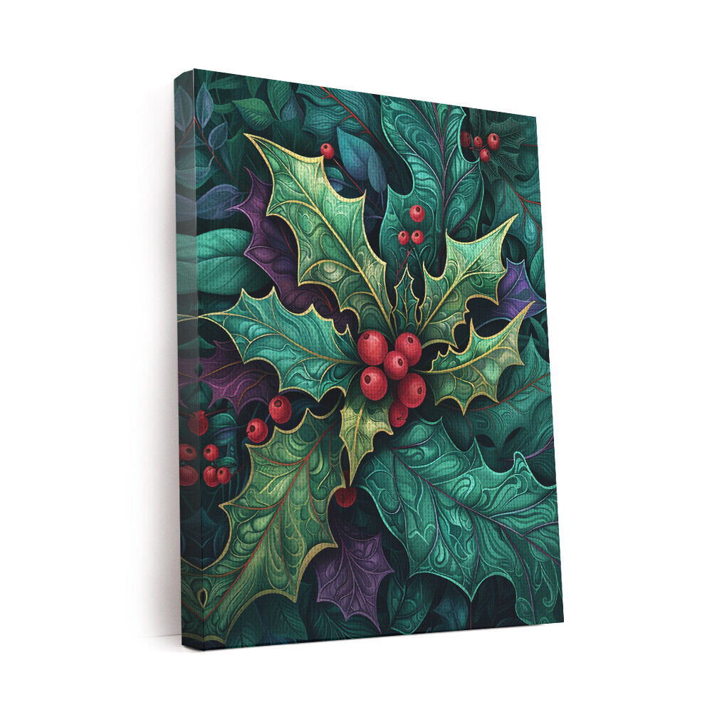 Holly Leaf Boho Art Design 2 Canvas Wall Art Prints Pictures Gifts