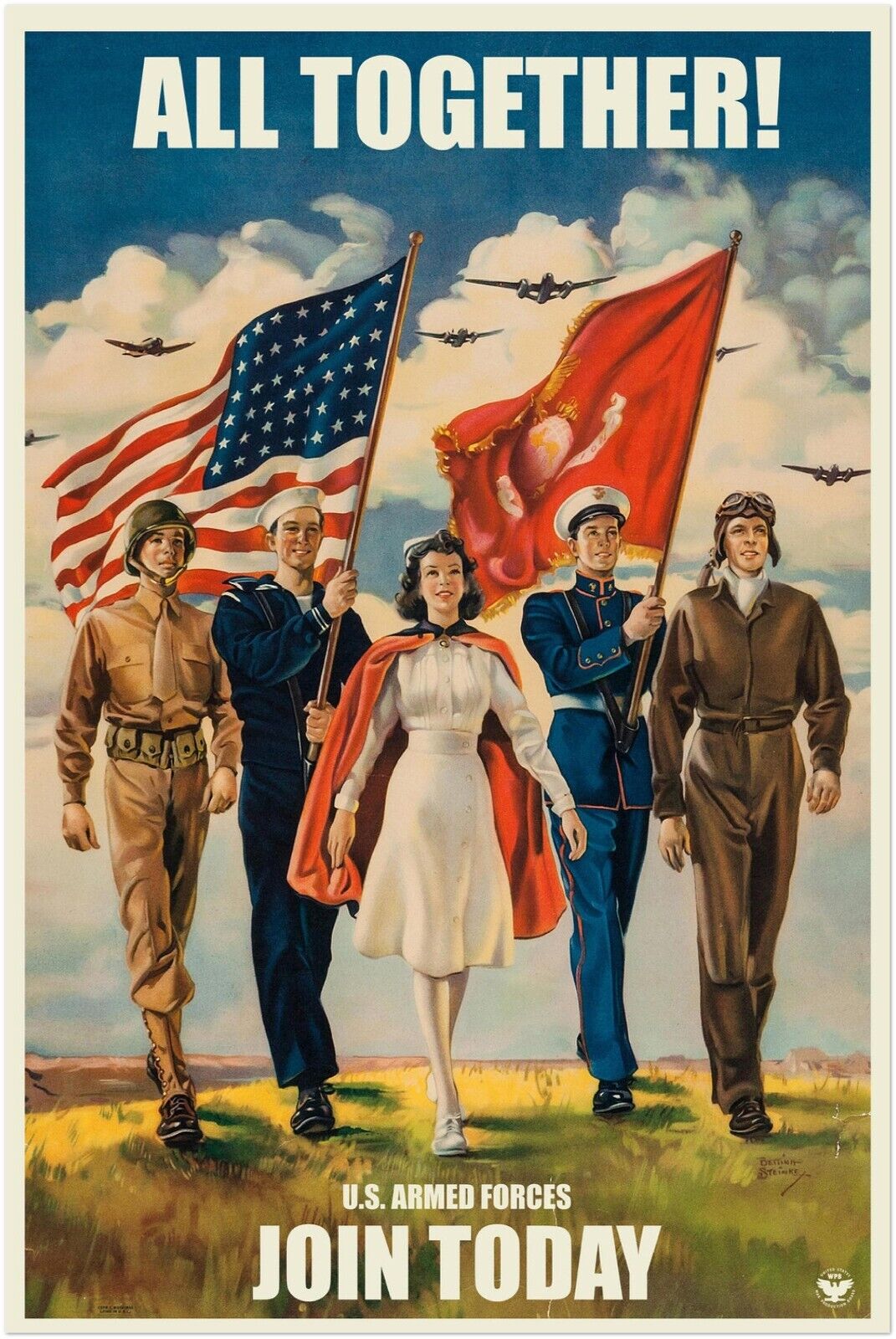 All Together - World War 2 Poster - WW2 Vintage Poster