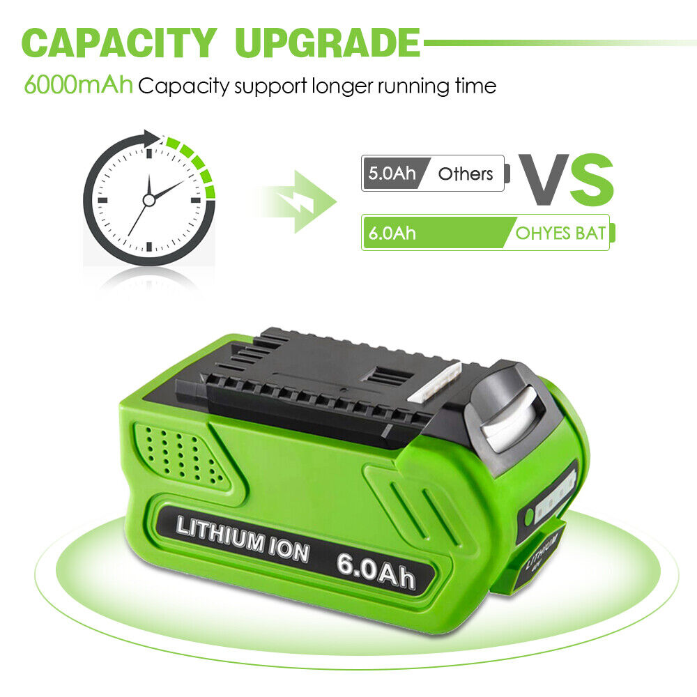 29472 For Greenworks 40V Lithium G-MAX Battery 29462 29482 29252 20202 Cordless