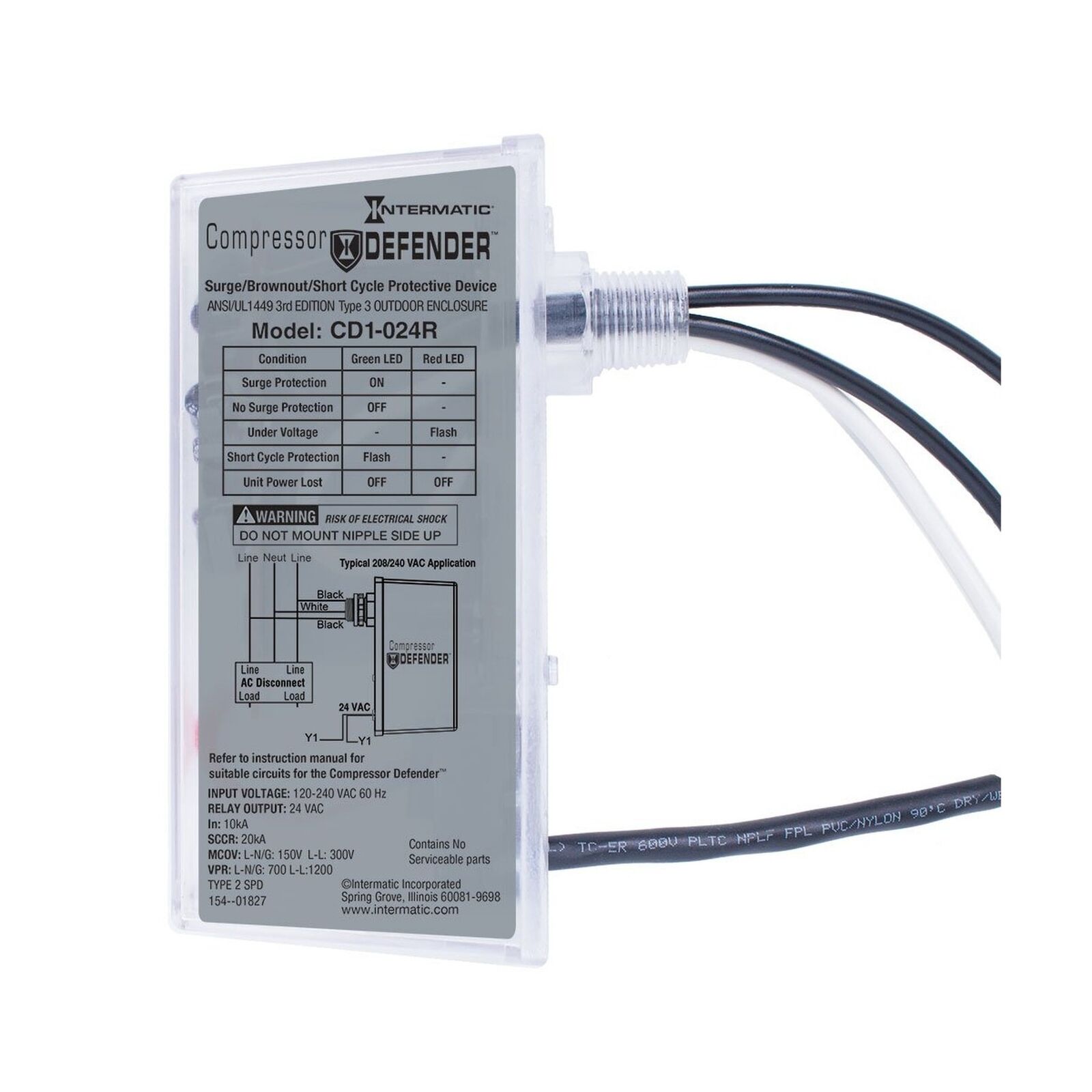 Intermatic CD1-024R Compressor Defender Protects Central Air Conditioner / He...