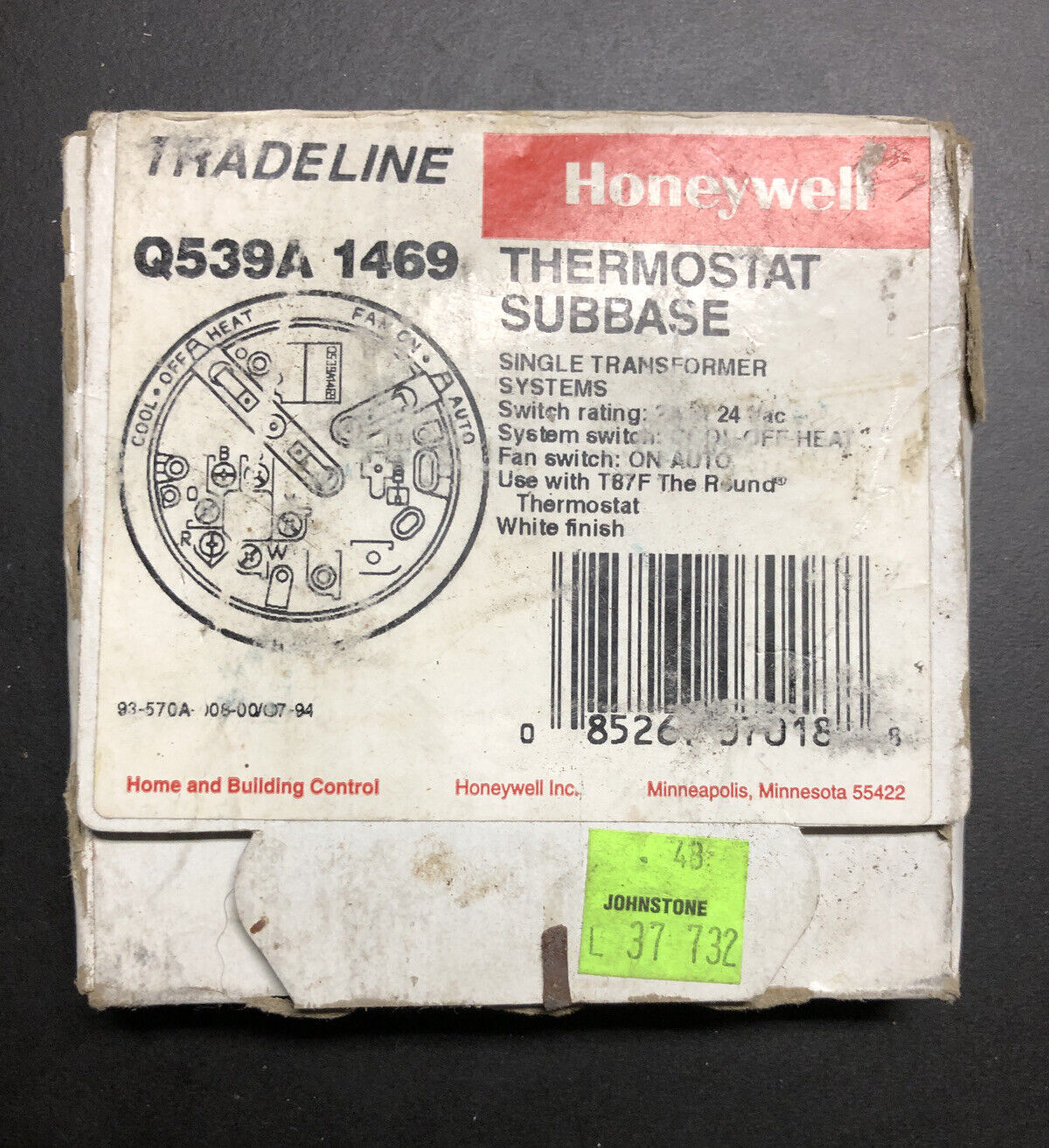 Honeywell Q539A1147 Thermostat Subbase - White Finish