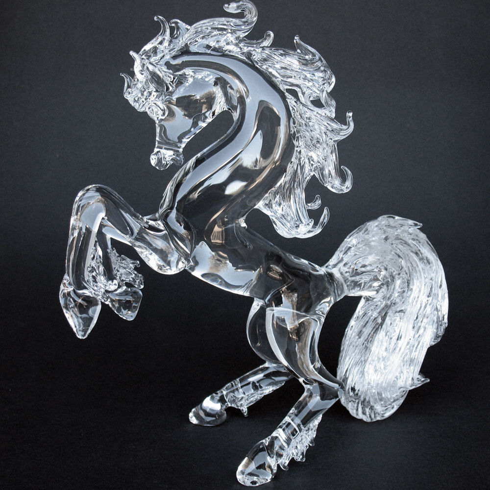 Horse Rearing Large Crystal Hand Blown Glass