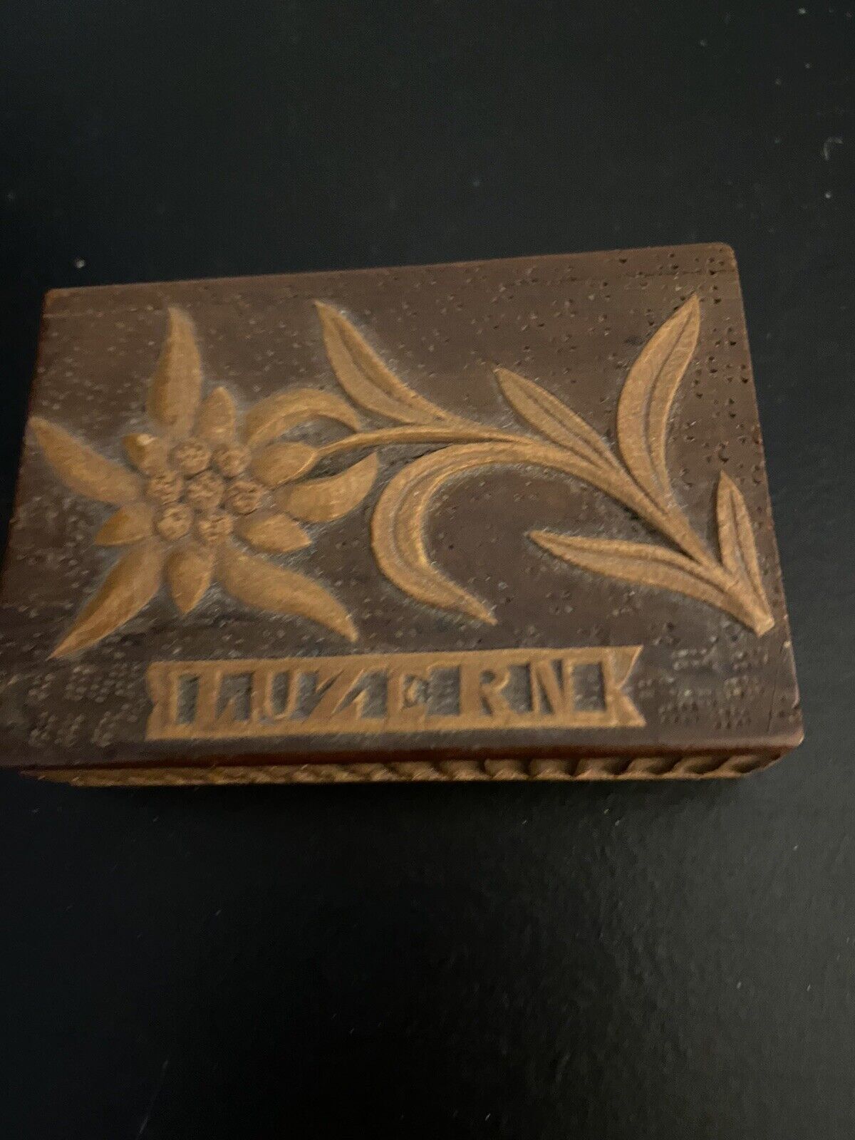 Vintage Luzern Wood Stamp Box