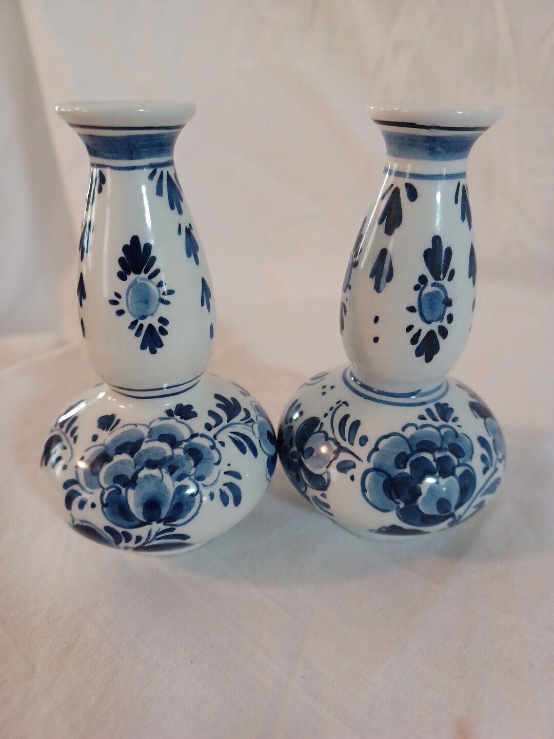 DELFT BUD VASE 2 Antique SIGNED AND NUMBERED 3.87” Tall, Very Small