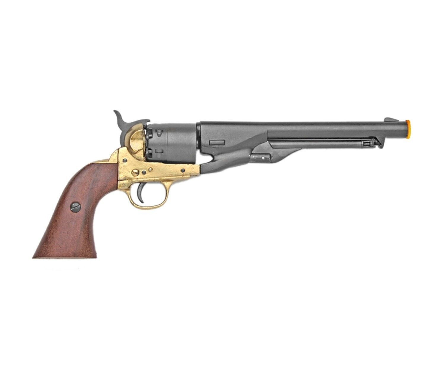 Denix Civil War M1860 Brass and Black Non-Firing Revolver Prop Gun, New In Box