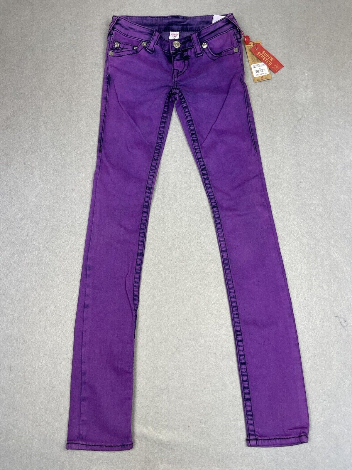 True Religion Jeans Women Size 25 Neon Purple Super Stretch Skinny Big NWT
