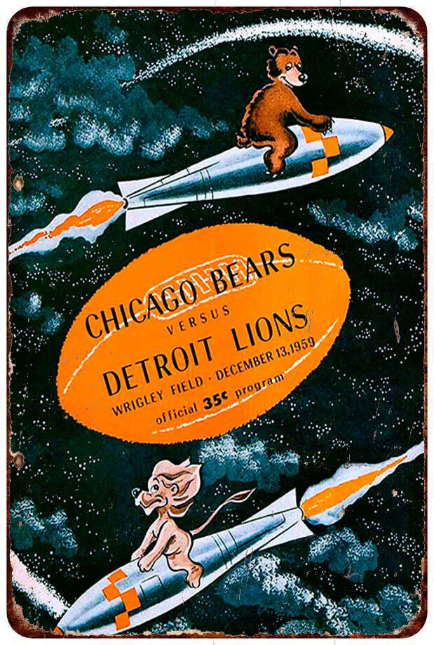 1959 Detroit Lions - Chicago Bears Football Program cover Vintage metal sign