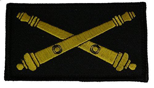 US ARMY ARTILLERY BRANCH CROSSED CANNONS 2 PIECE PATCH W/ HOOK AND LOOP BACKING