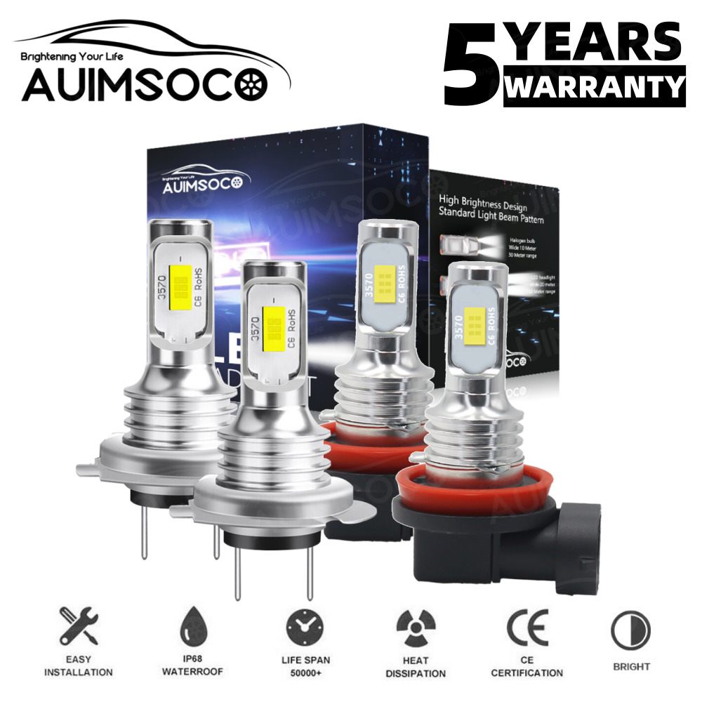 For Volvo XC60 2010-2017 6000K White LED Headlight High Low Beam Bulbs Combo Kit
