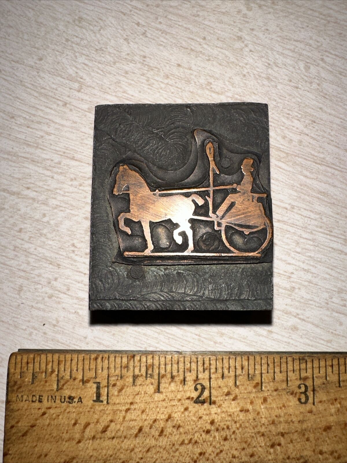Printing Block “ Horse & Buggy “ Copper Face