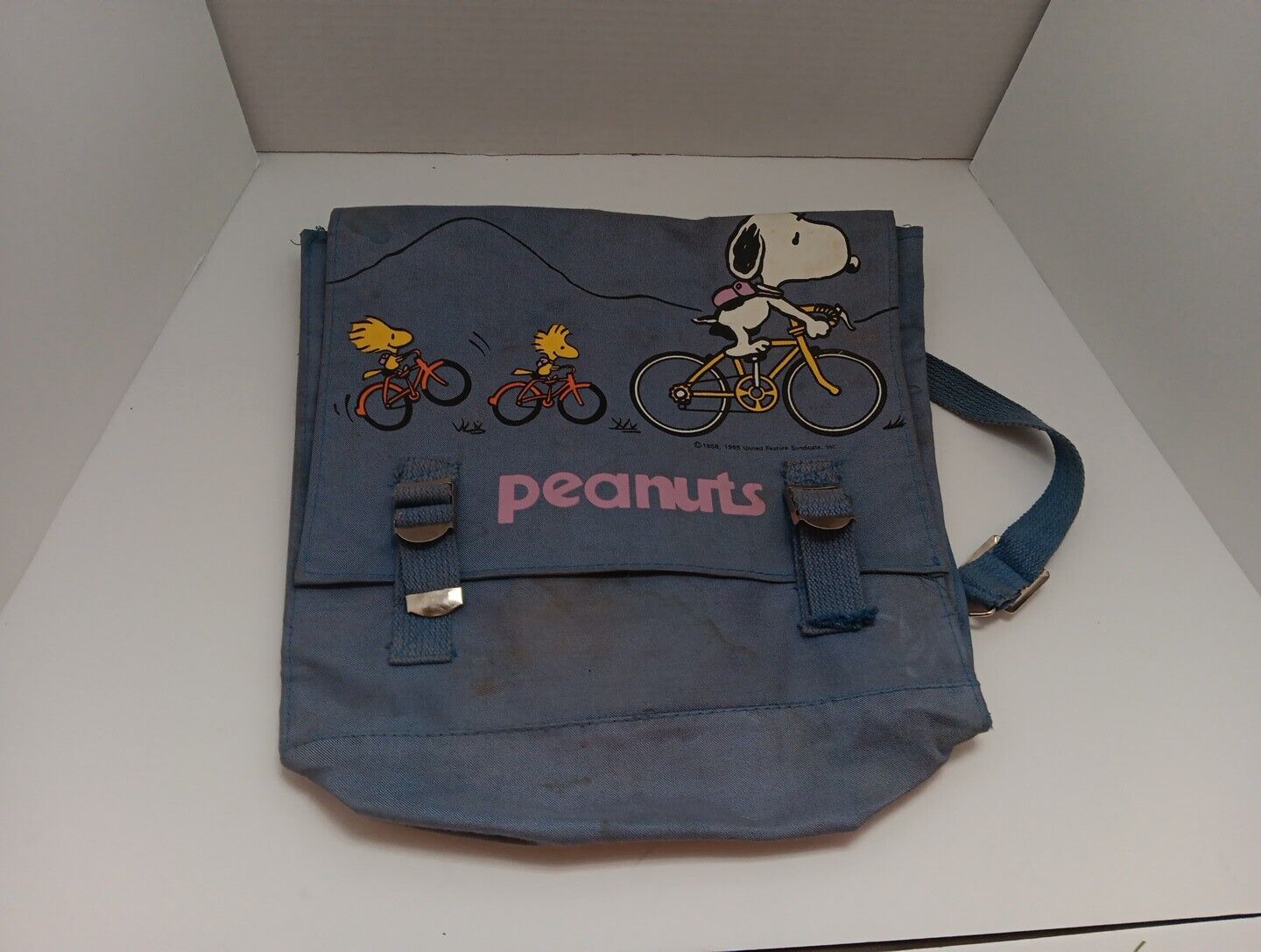 Vintage Snoopy Utterfly Peanuts Canvas Tote Bag 1965 Charlie Brown RARE