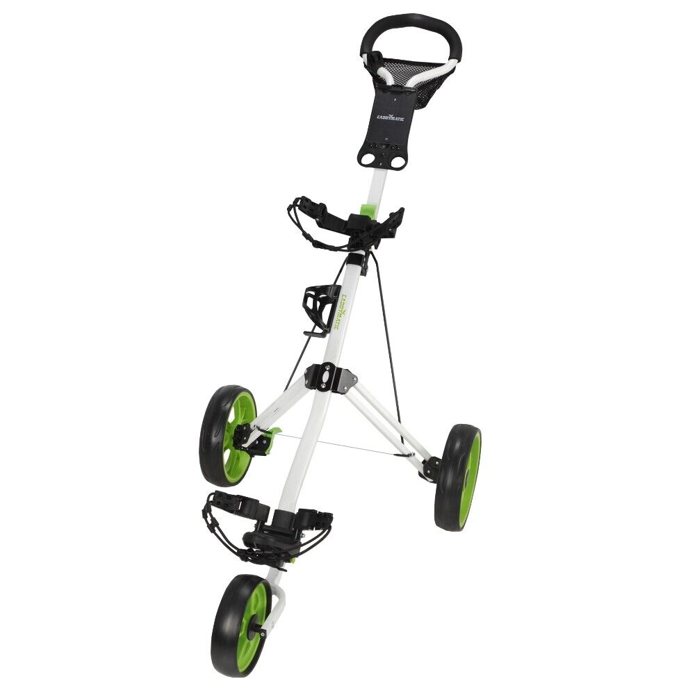 Caddymatic Golf Pro Lite 3 Wheel Golf Cart White/Green