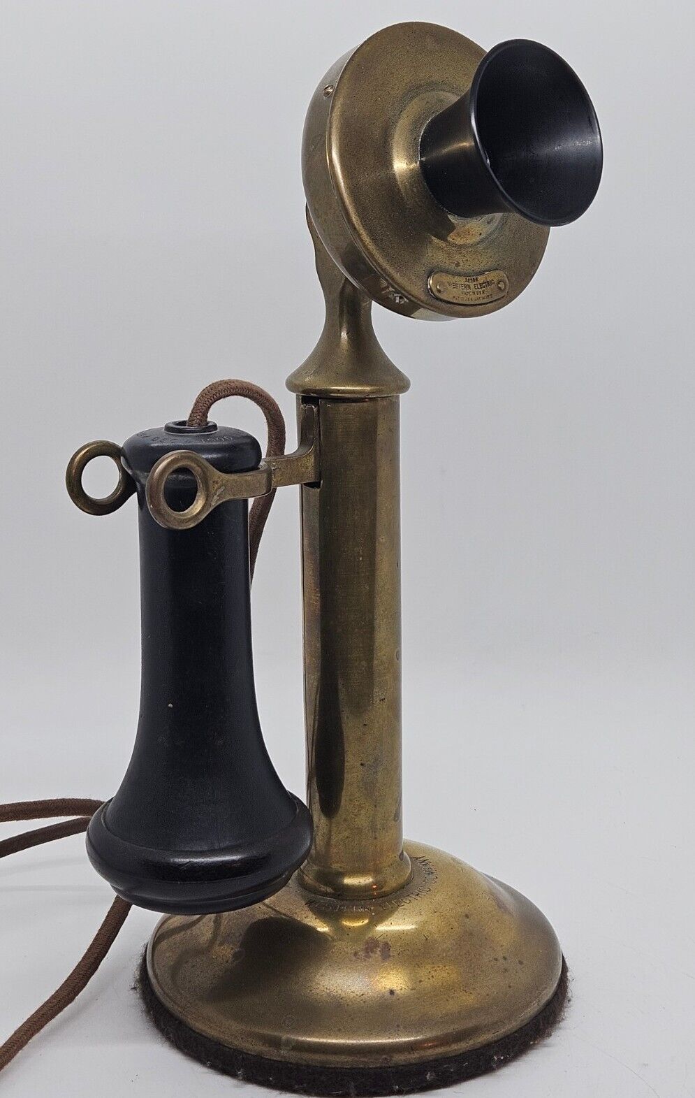 Antique 1915 Western Electric Brass Candlestick Desk Table Telephone Phone 20AL