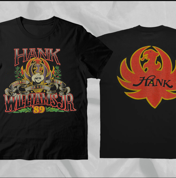 Vintage Hank Williams Jr Black Cotton T-Shirt Fans Shirt