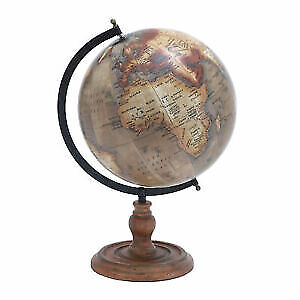 Benzara Wooden Globe With Distinctive Pattern In Rustic Color