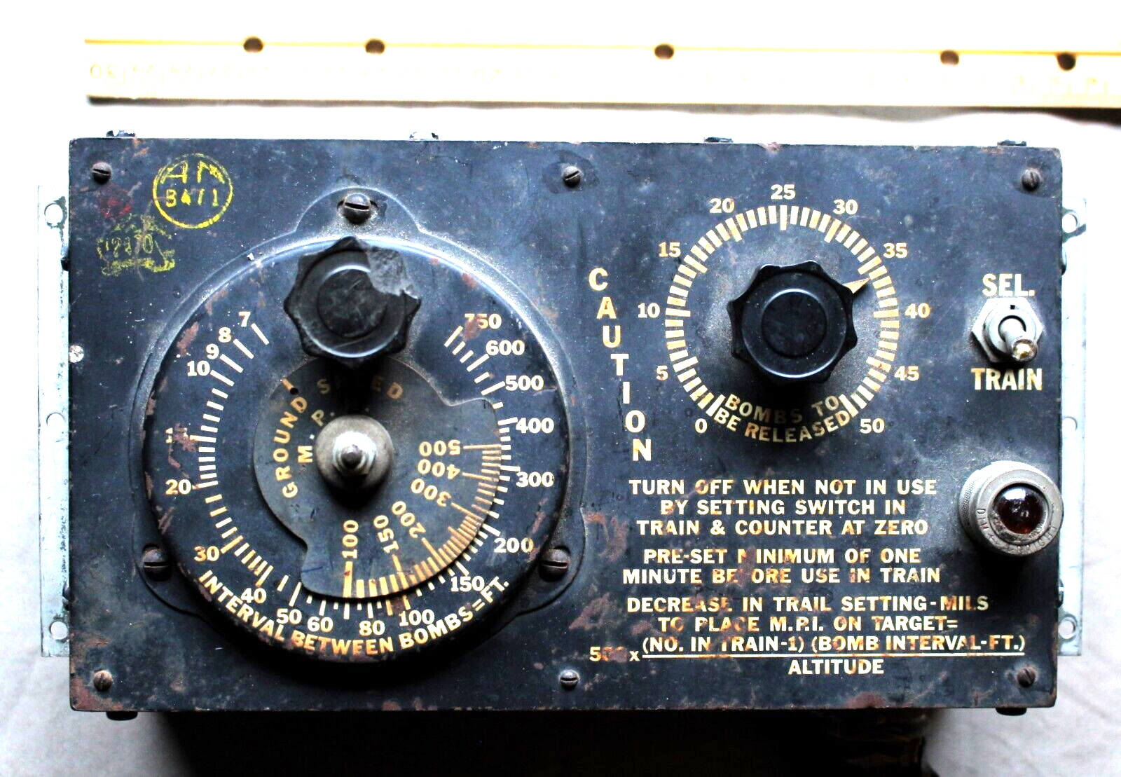 WWII USAF Bombardier's Bomb Release Control Panel Type B-3A for B-17s, B-24s etc