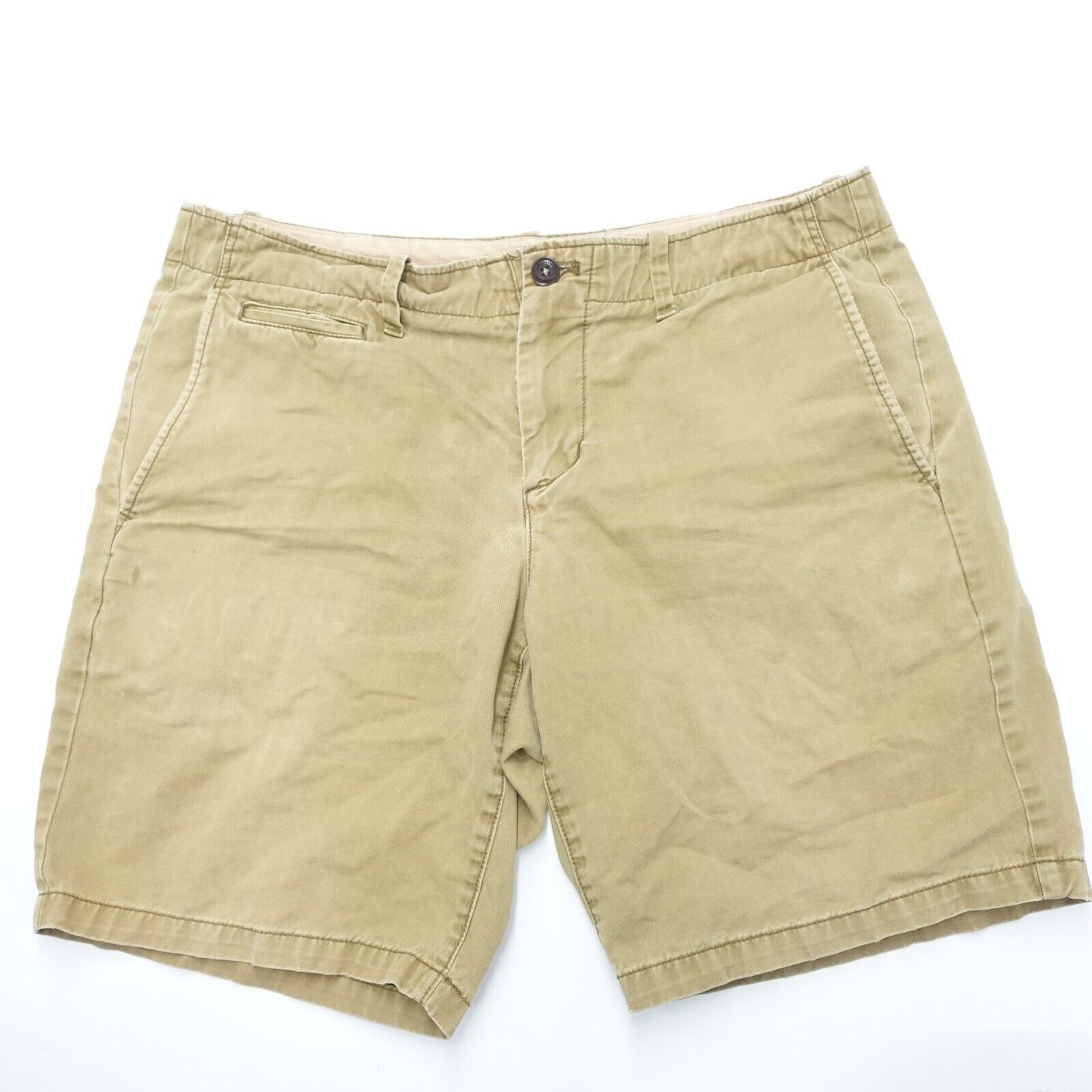 Gap Chino Shorts Men\'s 34W Tan Cotton Stretch Lived-in Relaxed Fit Slash Pockets