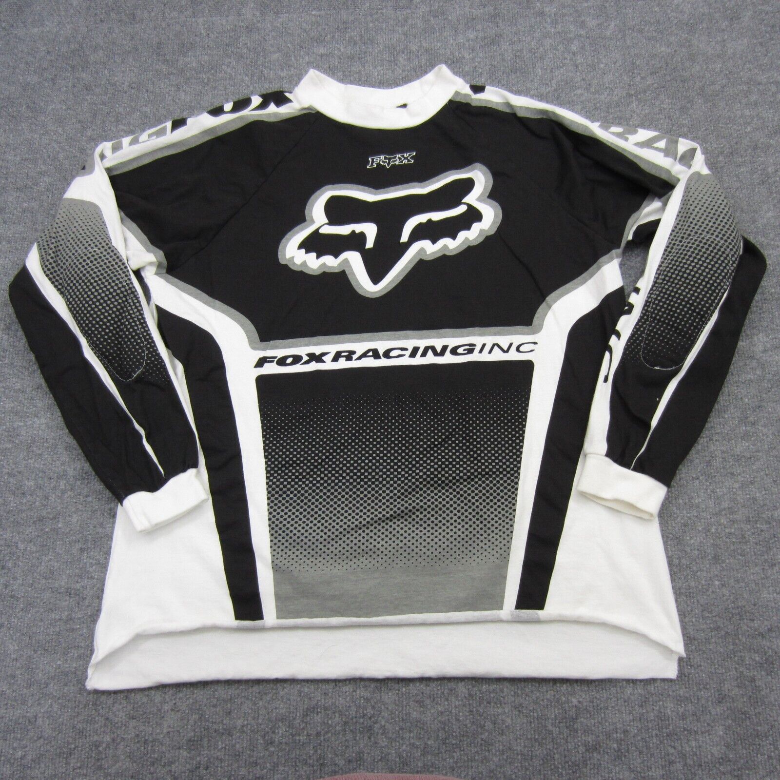 Fox Racing Jersey Shirt Mens Medium Black White Long Sleeve