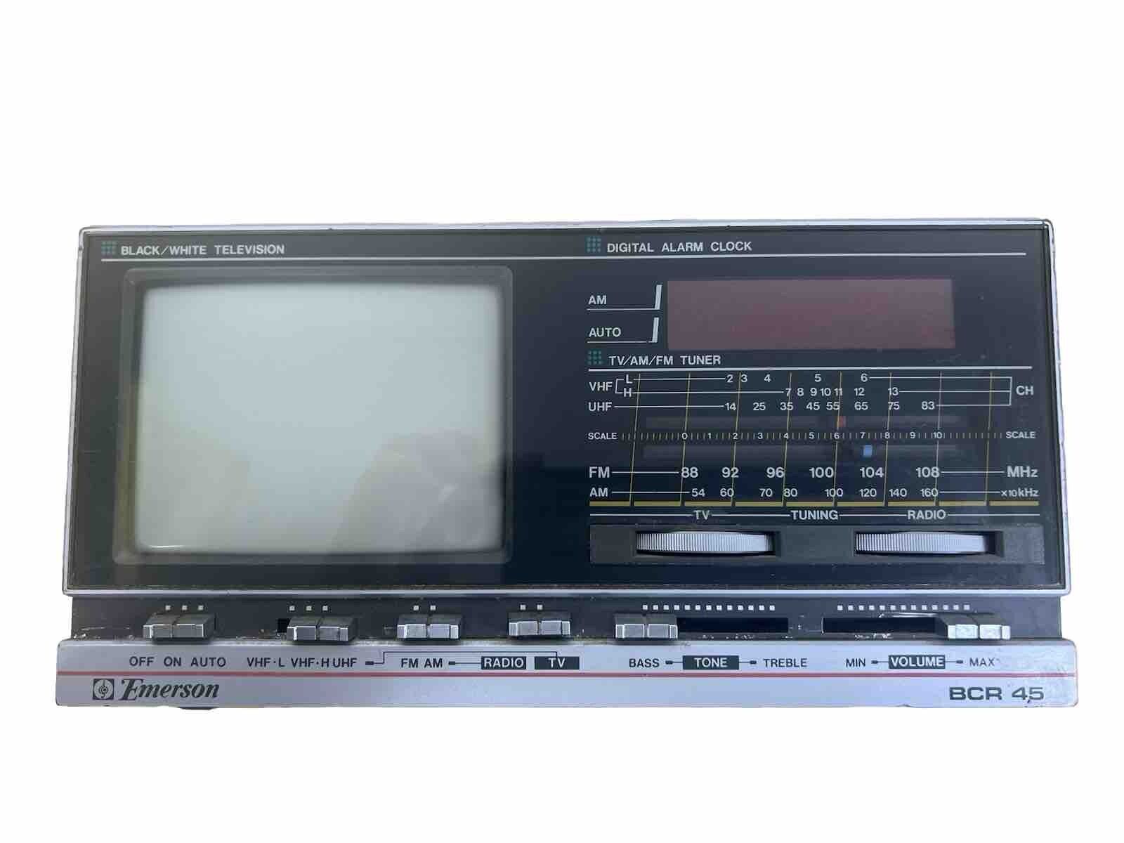 Vintage 1984 Emerson Mini Portable TV Radio Alarm Clock BCR 45