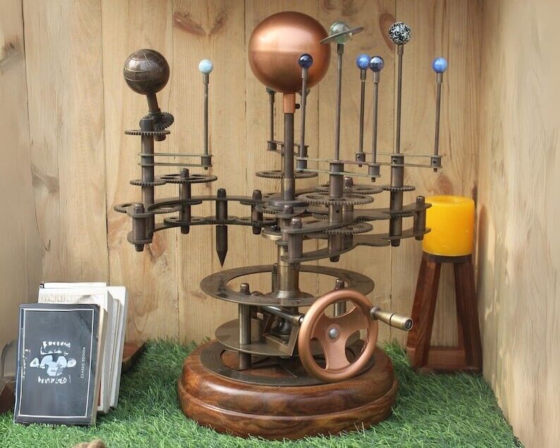 Solar System Celestial Model Fully Functional Antique Orrery with Saturn