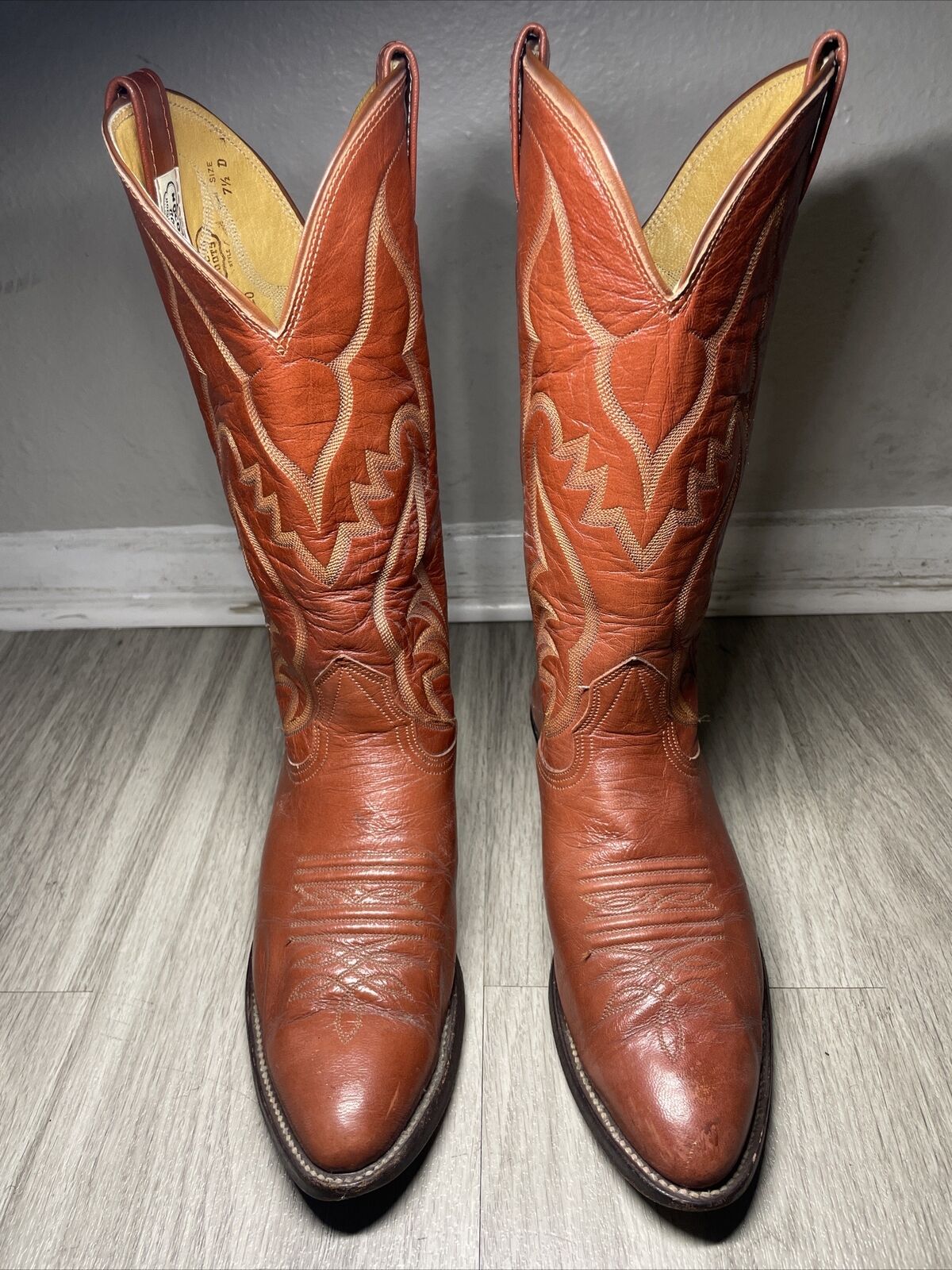 Vintage Nocona Boots Men’s BROWN Leather Western Cowboy Boot SIZE 7.5D