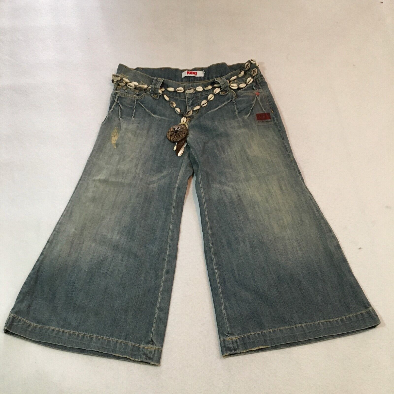 Vintage A.B.S by Allen Schwartz Womens Capri Jeans Size 29 Sea Shell Belt NWT