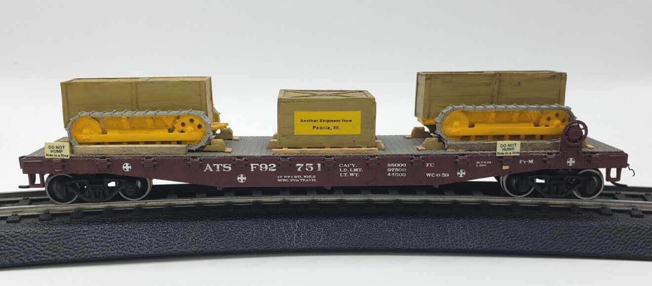 Ho Custom ATSF 92751 Brown Flat Car With Load Tractor Boxes Walthers Proto 2000?