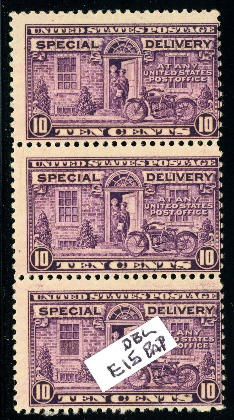USAstamps Unused US Special Delivery Scarce Double Paper Error Scott E15 OG MNH