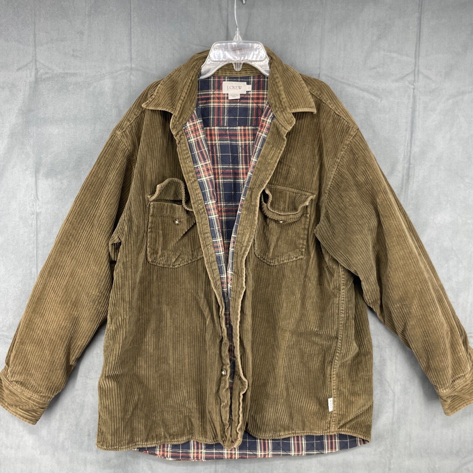 Vintage J.Crew Corduroy Jacket Men’s Large Olive Green 100% Cotton Button Up