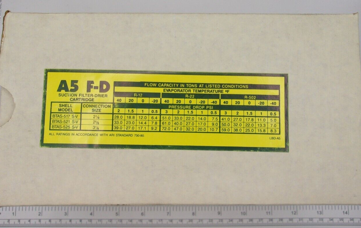 ALCO CONTROLS A5 F-D SUCTION FILTER-DRIED CARTRIDGE, 0959A