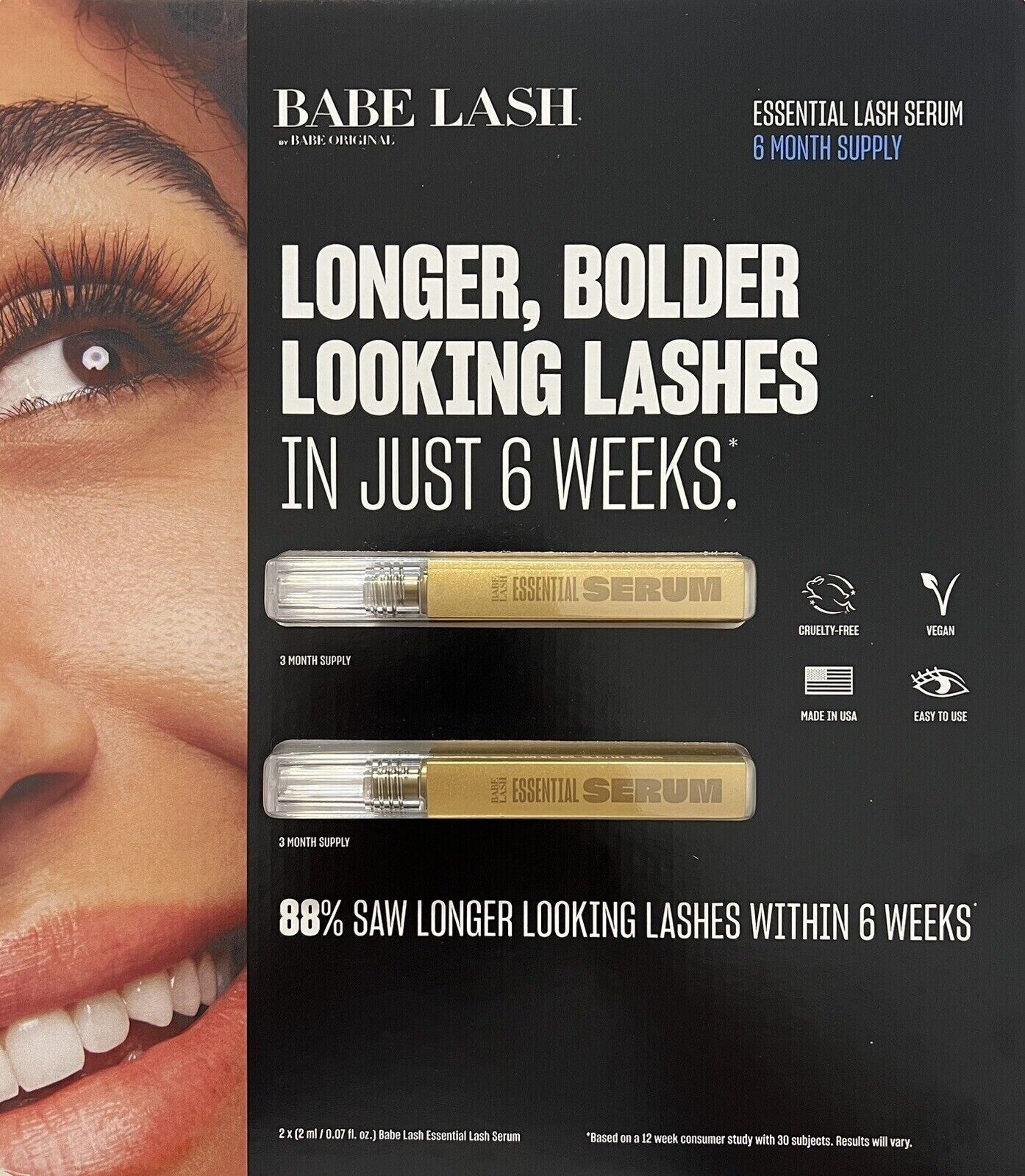 BabeLash Essential 2x 2ml | 6 month supply | Longer Eyelashes Skincare Haircare