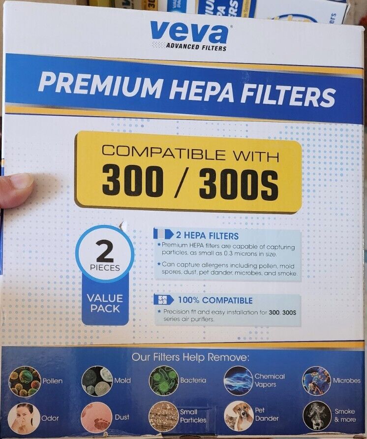 VEVA Premium HEPA Filters 2 Pack 300/300s Filter Air Purifier 12 month VOC Green