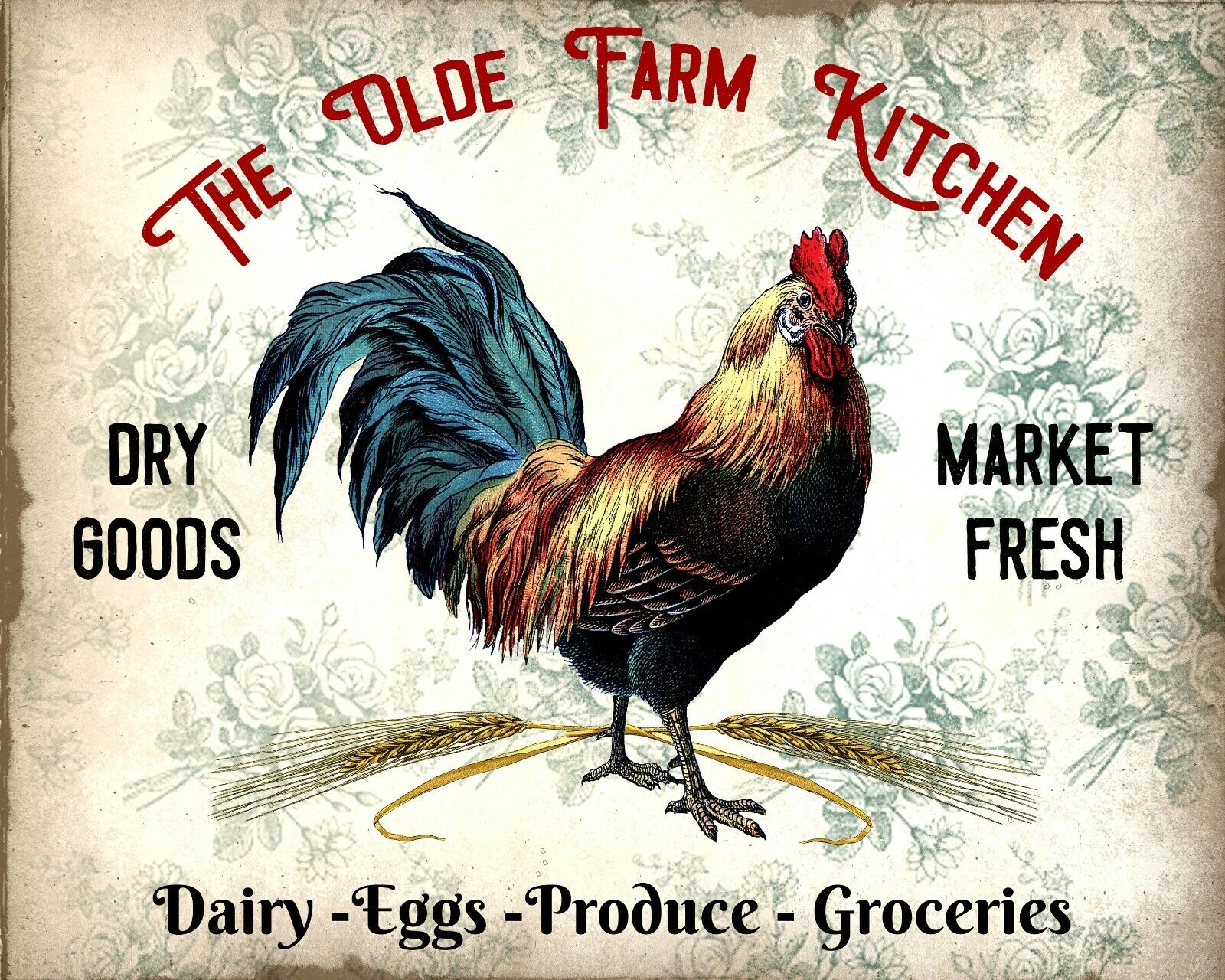 Vintage Style Sign Rustic Country Farmhouse Chicken Rooster Eggs 8\