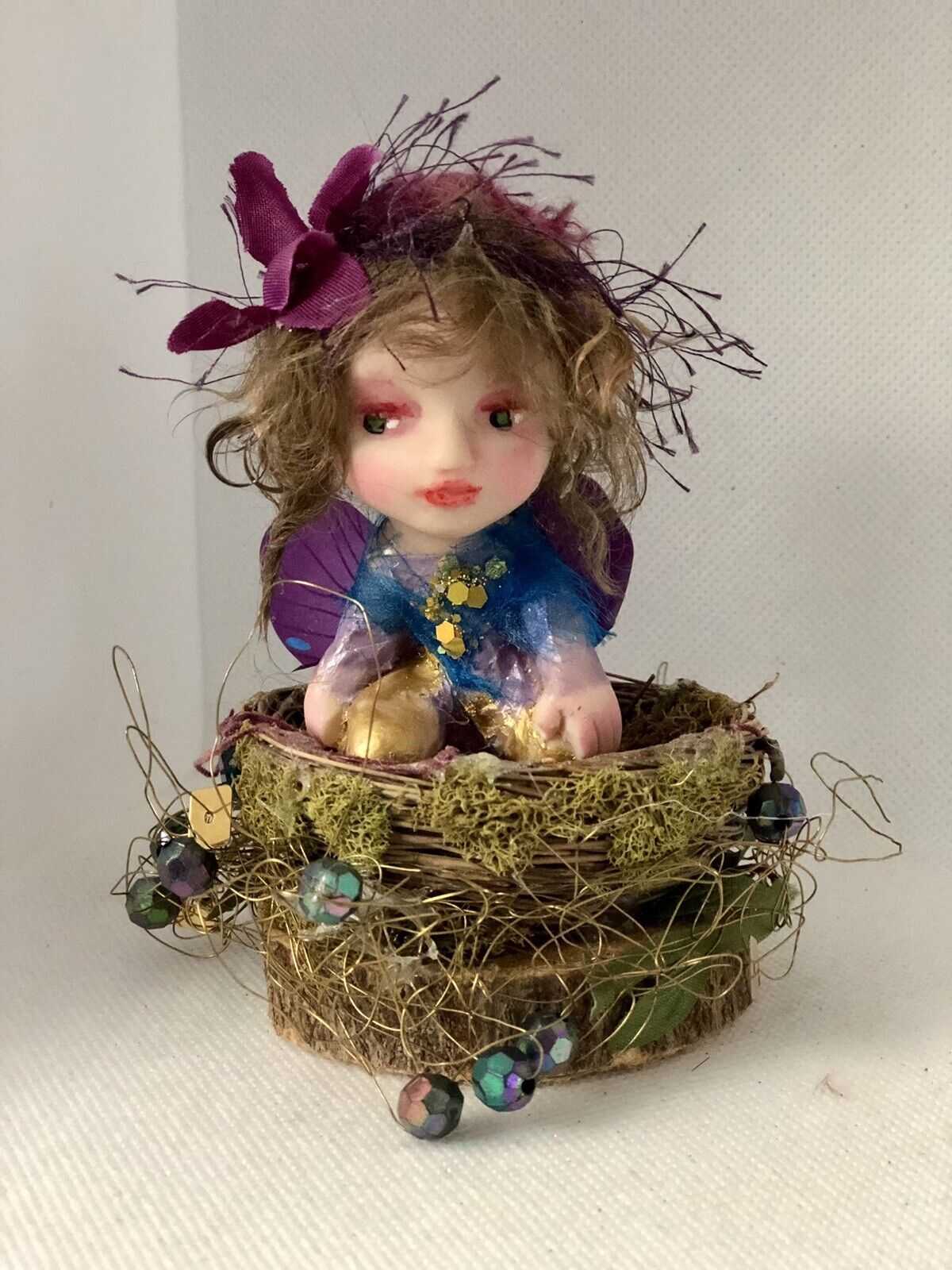 OOAK Polymer Clay  Fairy *Fancy Nest Pixie*Raggamuffinisland Magical Art