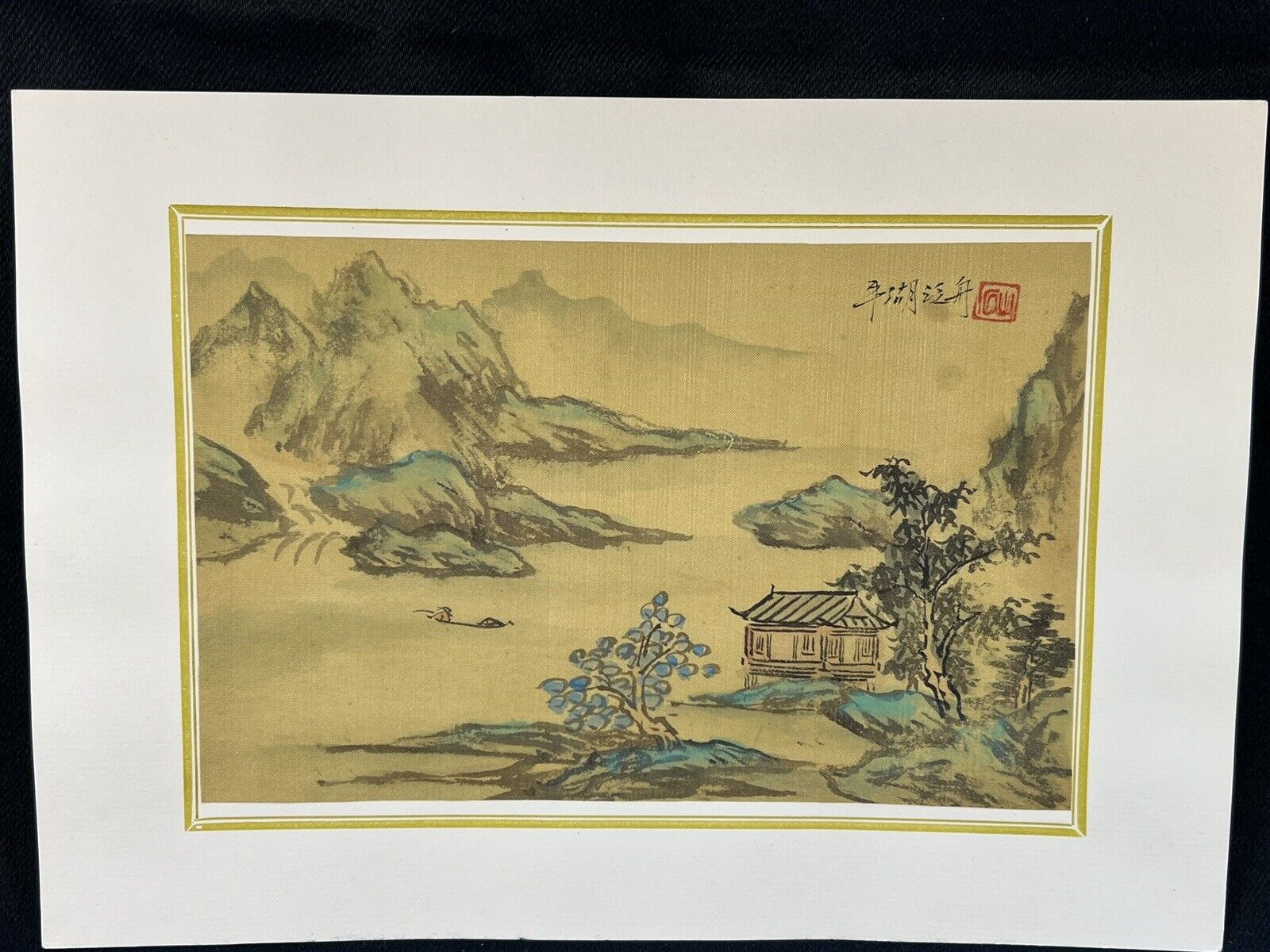 ATQ VTG Chinese Silk Painting Yangtze River Village Landscape Signed