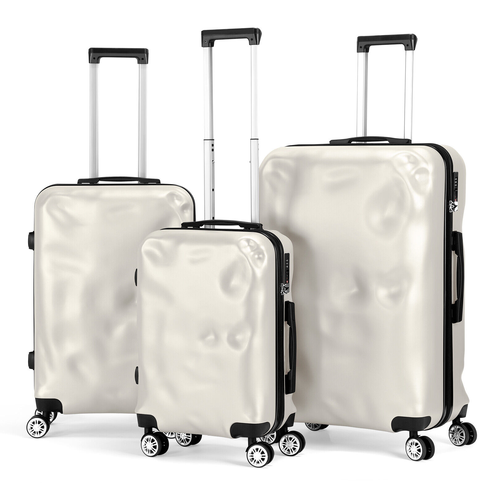 3PCS Special Design Luggage Travel Trolley Hard Shell Suitcase Wheels TSA Lock