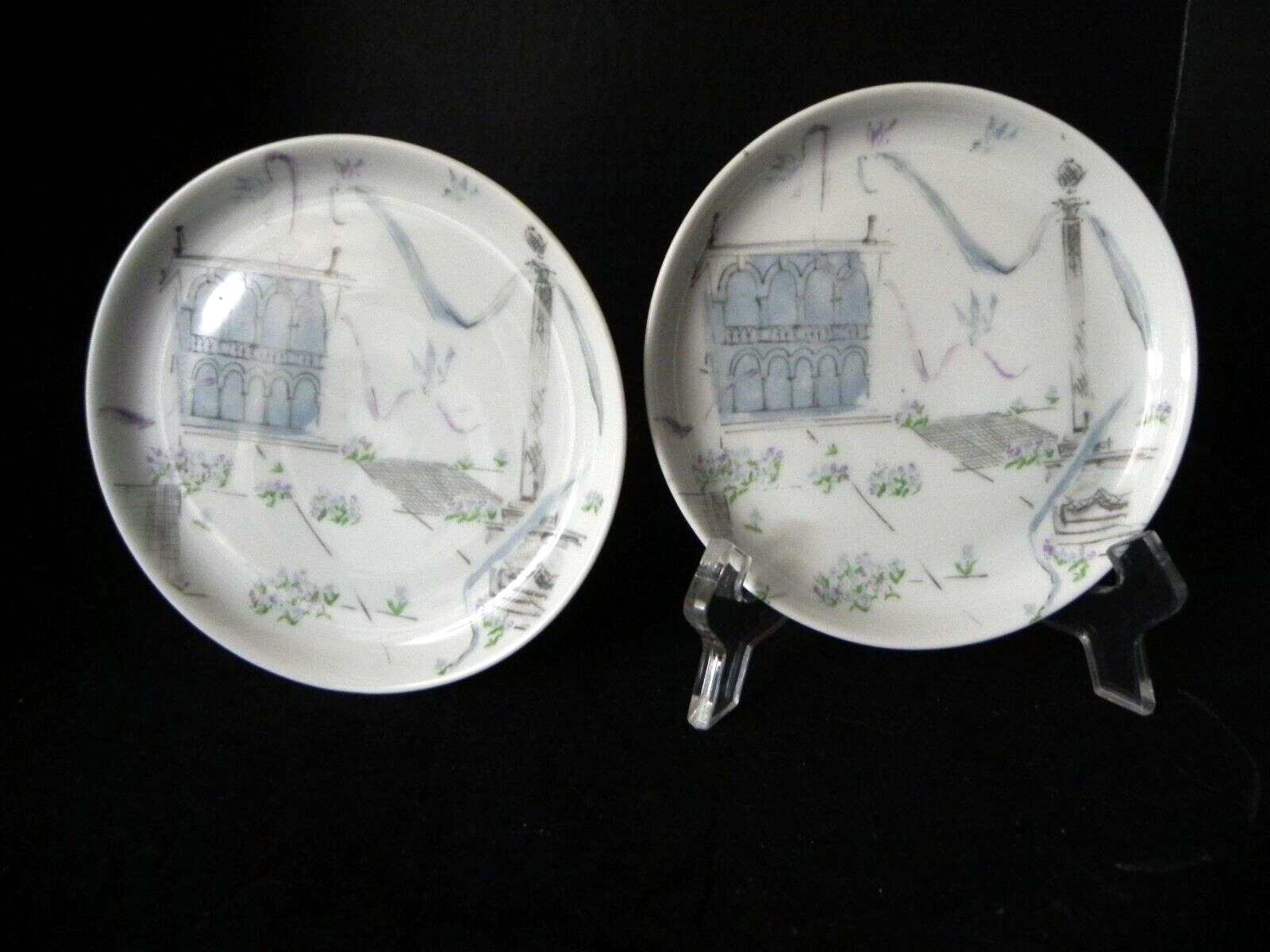 RARE SET OF 2  Plaza COASTERS by R LOWEY ROSENTHAL CHINA - MINT - 