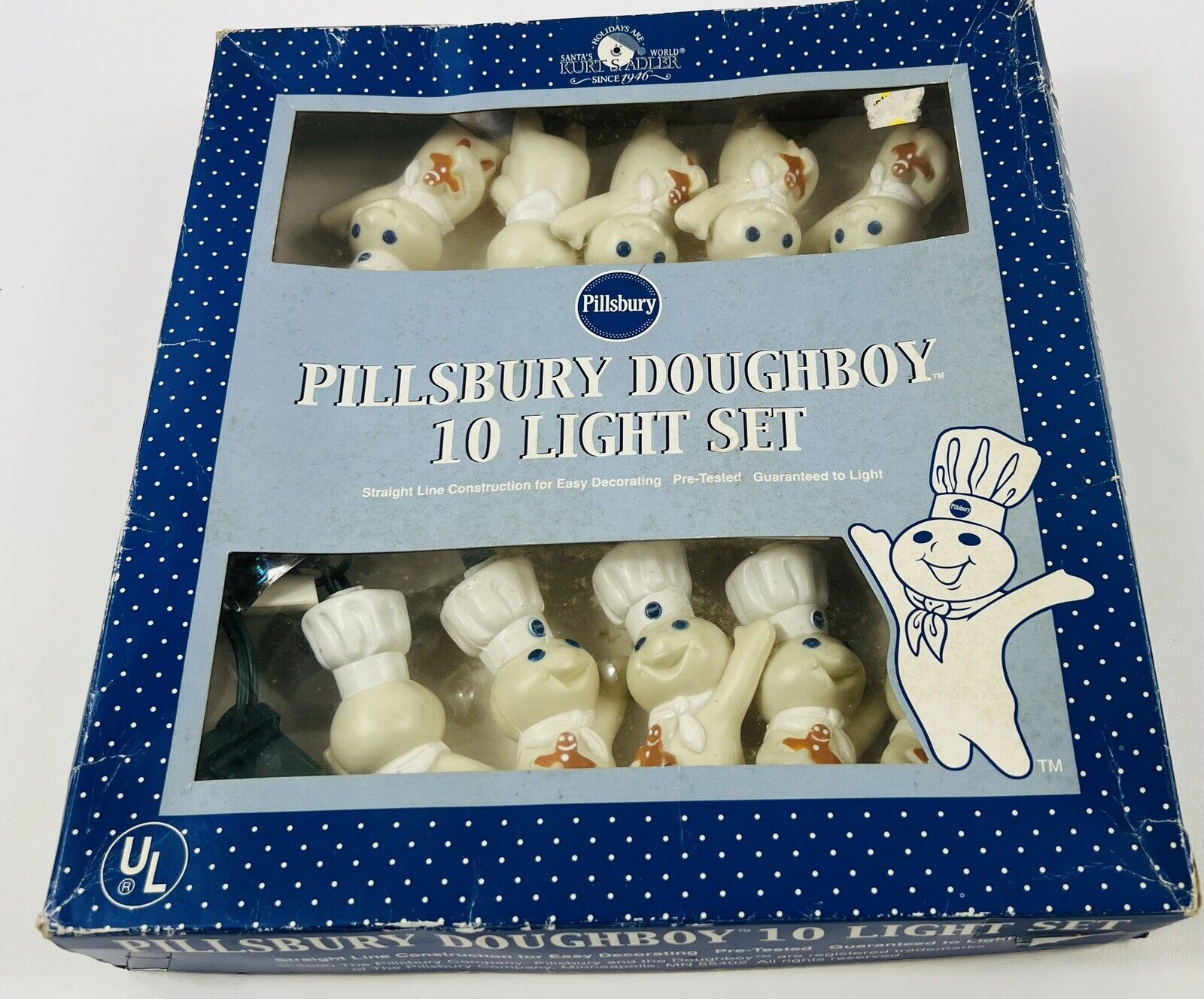 Vintage  2004 Kurt Adler Pillsbury Doughboy 10 Light Set ~Tested~