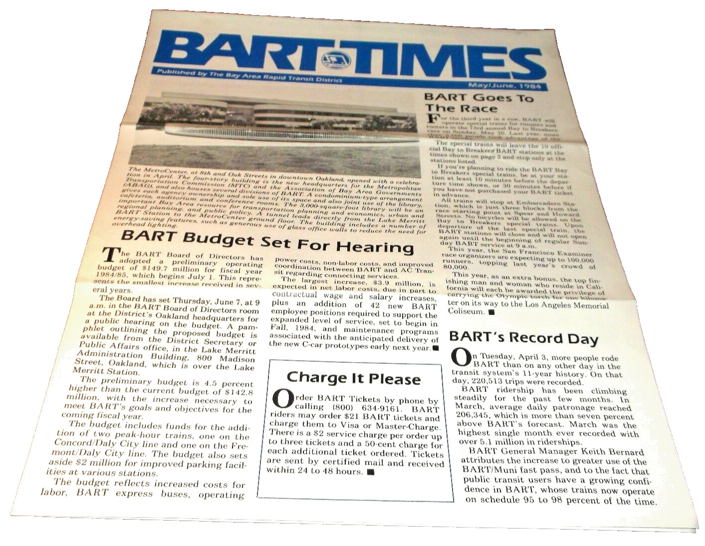 MAY JUNE 1984 BART TIMES NEWSLETTER