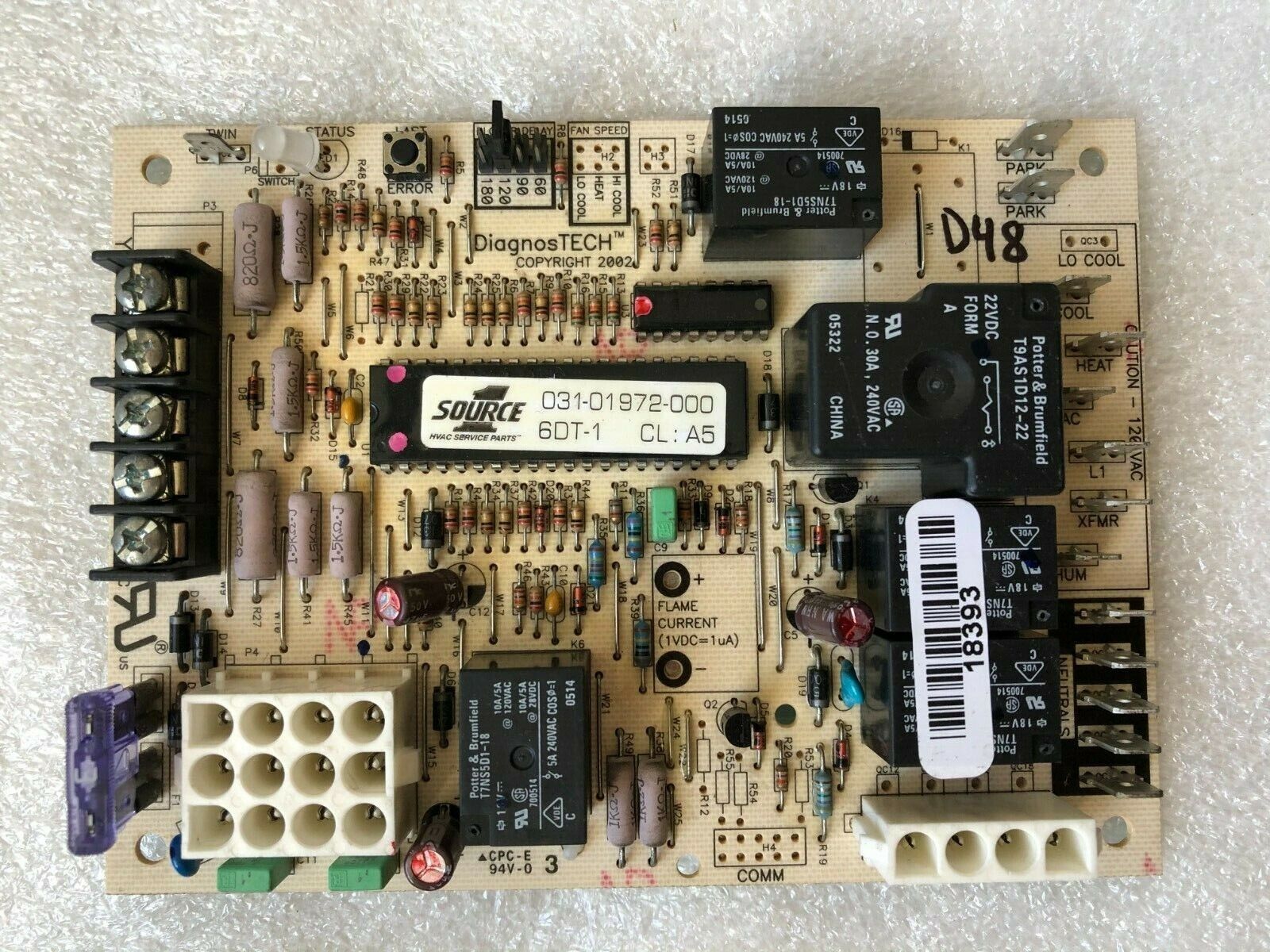 York Luxaire Coleman 031-01972-000 Control Circuit Board 6DT-1 CL:A5 used D48*
