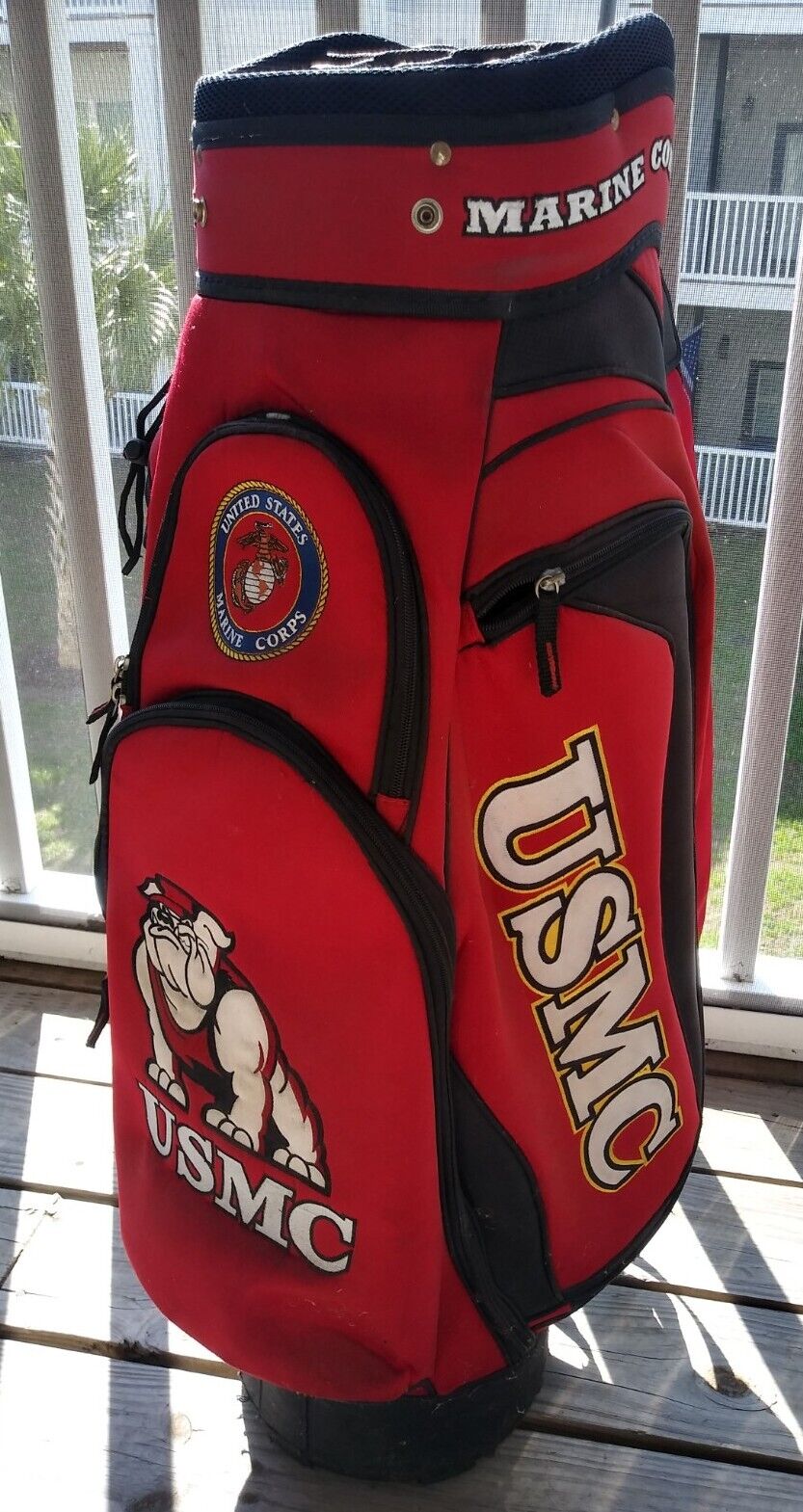 Rare Team Golf Cart Bag U.S. Marine Corp USMC 14-Dividers Red Hard To Find 