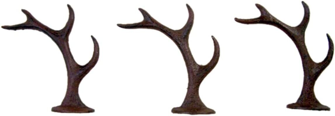 Rustic Four Point Deer Antler Cast Iron Wall Hook 5 Inch (Set of 3)