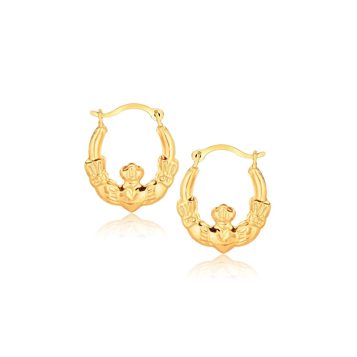 10k Yellow Gold Delicate Hoop Earrings For Women Vintage Design 0.63\